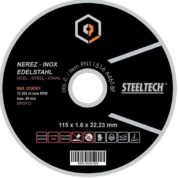 Řezný kotouč 115x1,6 nerez STEELTECH