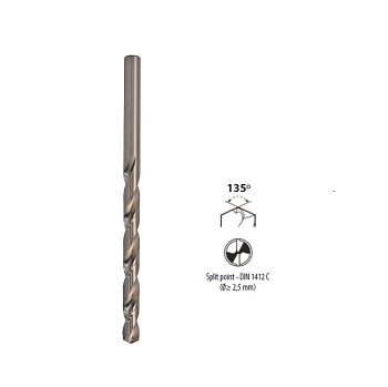 Vrták 13,0x205 HSS-G DIN340 vybrušovaný SILVER prodloužený