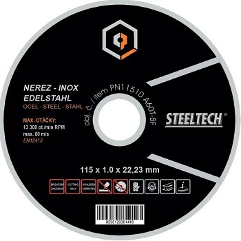 Řezný kotouč 115x1 nerez STEELTECH