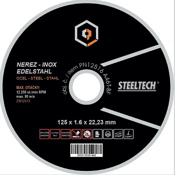Řezný kotouč 125x1,6 nerez STEELTECH